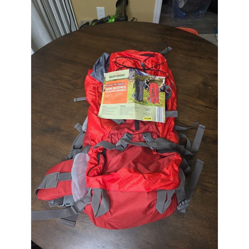 Adventuridge Hiking Backpack – 70L (18.5‎ Gallon) Capacity – Red – Model 92288 - Picture 2 of 16